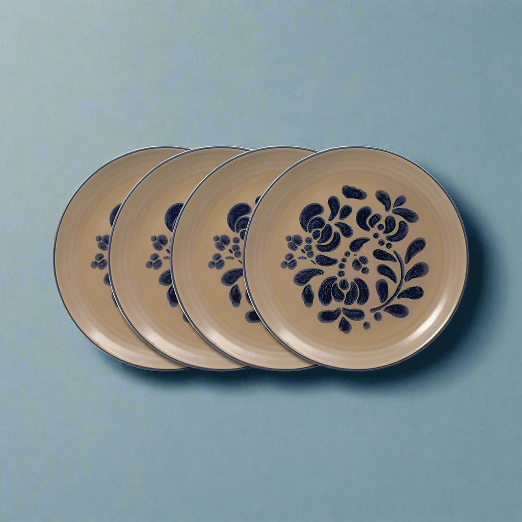 Folk Art? Set of 4 Luncheon Plates